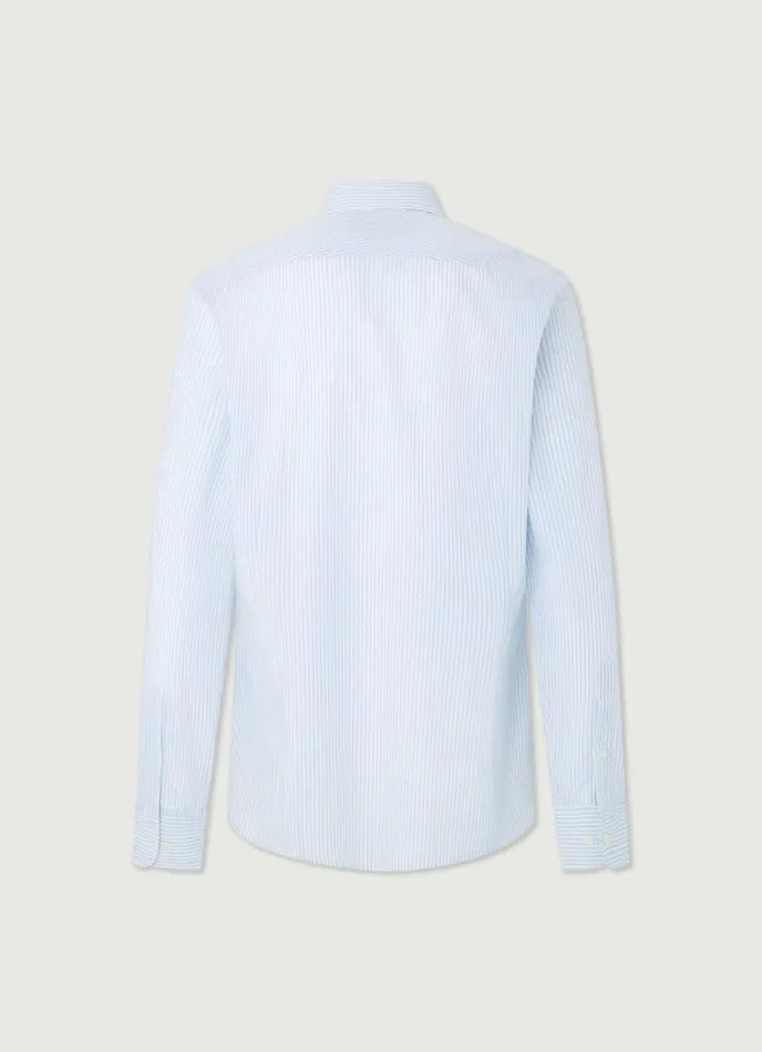 Men Slim Fit Striped Poplin Shirt Whiteblue Hackett London Shirts