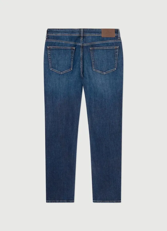 Men Slim Fit Vintage Jeans With Worn Look Denim Blue Hackett London Trousers and Chinos