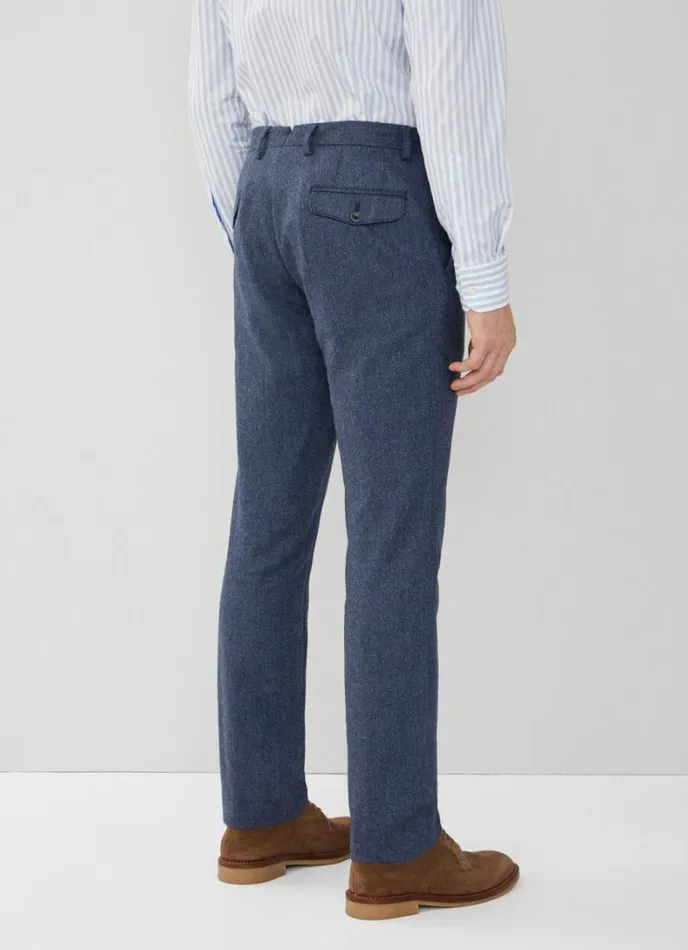 Men Slim Fit Wool And Silk Herringbon Chinos Avio Hackett London Trousers and Chinos
