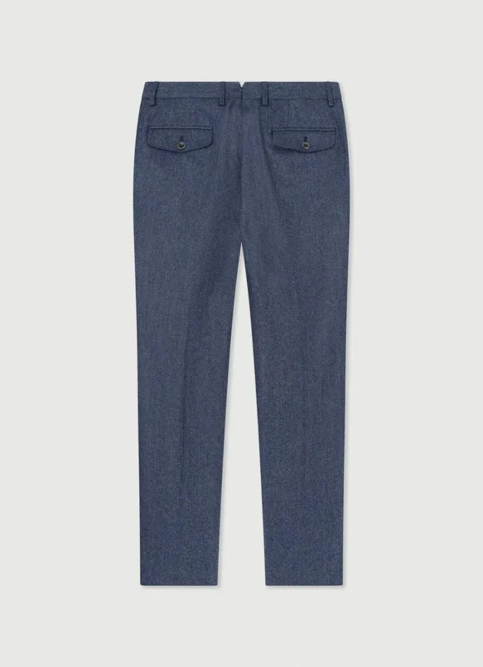 Men Slim Fit Wool And Silk Herringbon Chinos Avio Hackett London Trousers and Chinos
