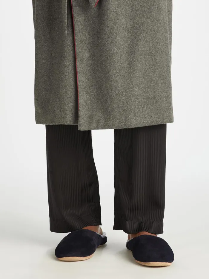 MenSlippers Mule Slippers Douglas Suede Sheepskin Black Derek Rose Slippers