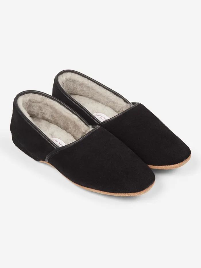 MenSlippers Slippers Crawford Suede Sheepskin Black Derek Rose Slippers