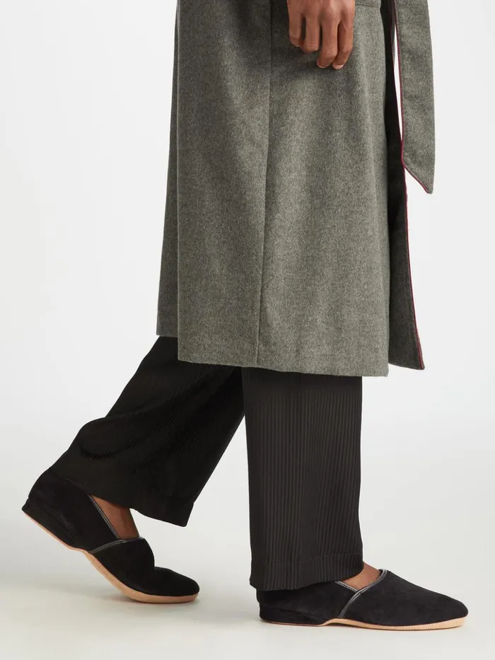MenSlippers Slippers Crawford Suede Sheepskin Black Derek Rose Slippers