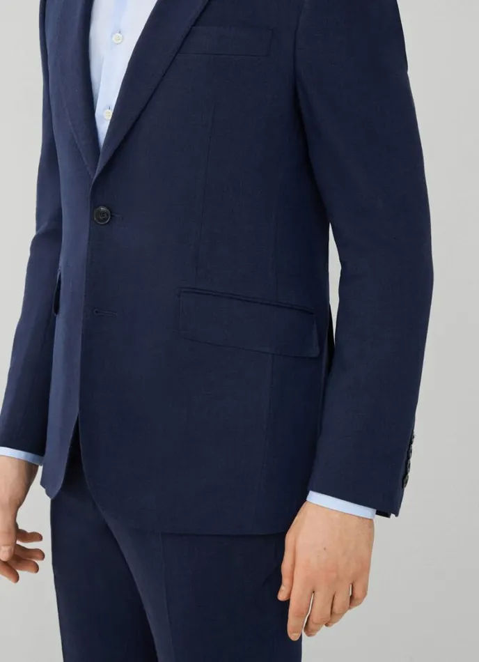 Men Stretch Linen Suit Navy Hackett London Suits