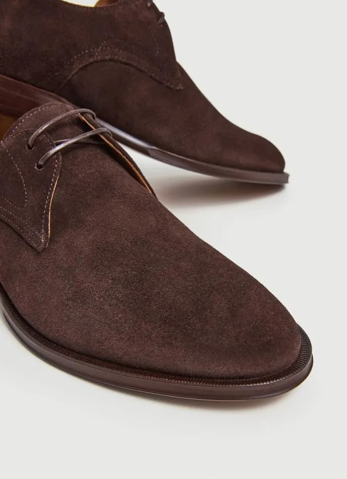 Men Suede Bluchers Chocolate Brown Hackett London Casual Shoes