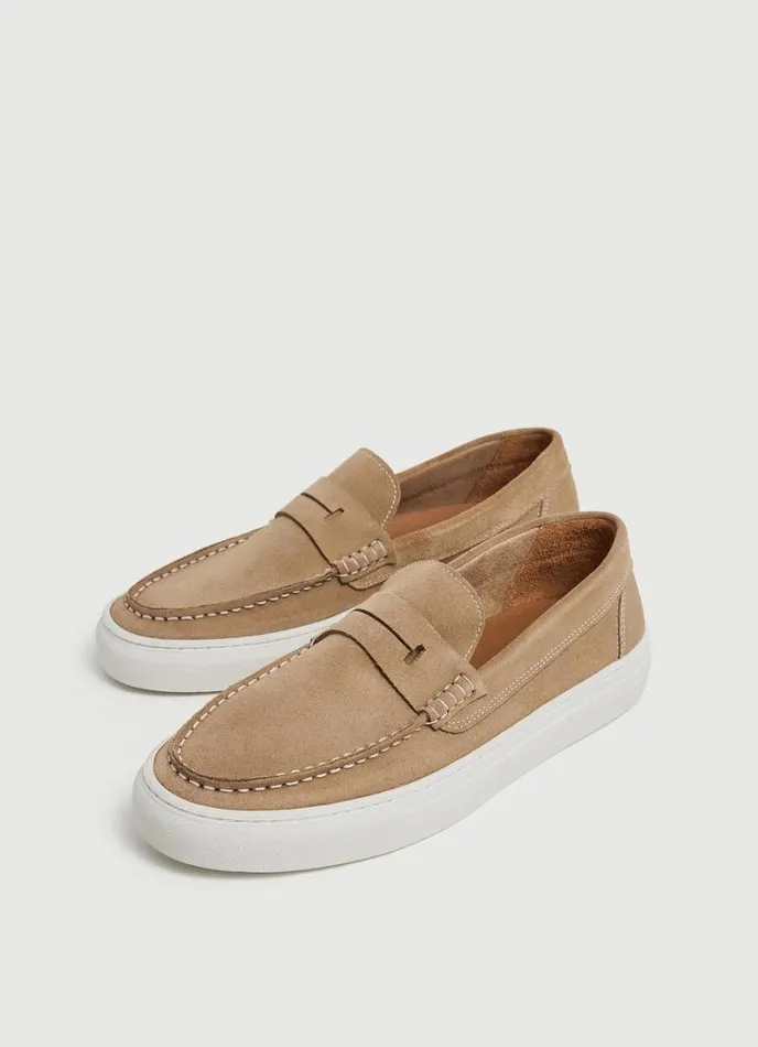 Men Suede Hybrid Shoes Sand Beige Hackett London Trainers