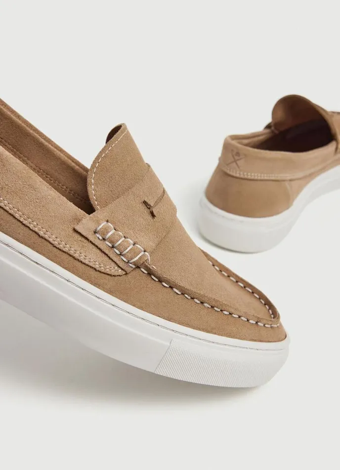 Men Suede Hybrid Shoes Sand Beige Hackett London Trainers