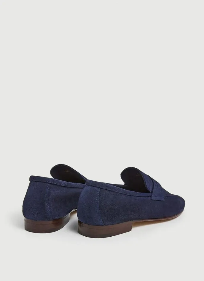 Men Suede Moccasins Navy Hackett London Casual Shoes