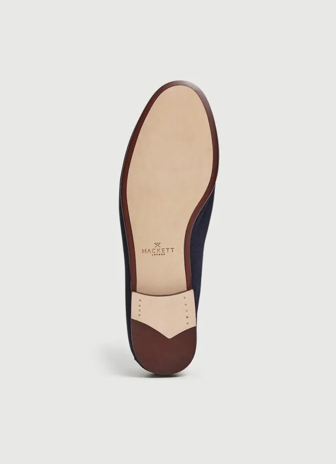 Men Suede Moccasins Navy Hackett London Casual Shoes