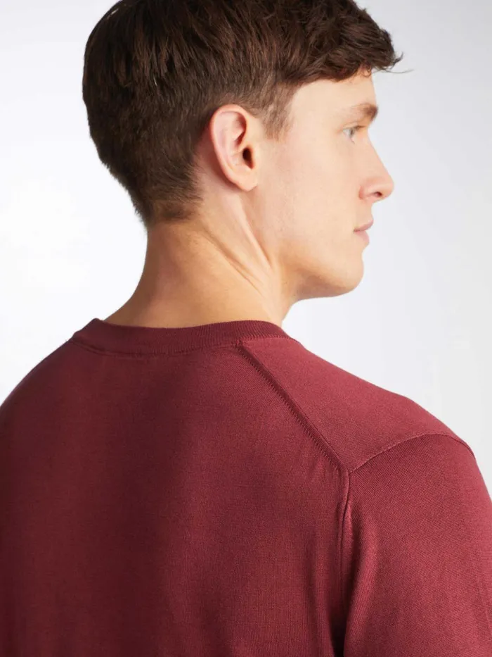 Men Sweater Jacob Sea Island Cotton Burgundy Derek Rose Sea Island Cotton Sweaters