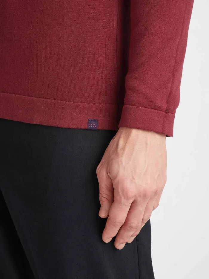 Men Sweater Jacob Sea Island Cotton Burgundy Derek Rose Sea Island Cotton Sweaters