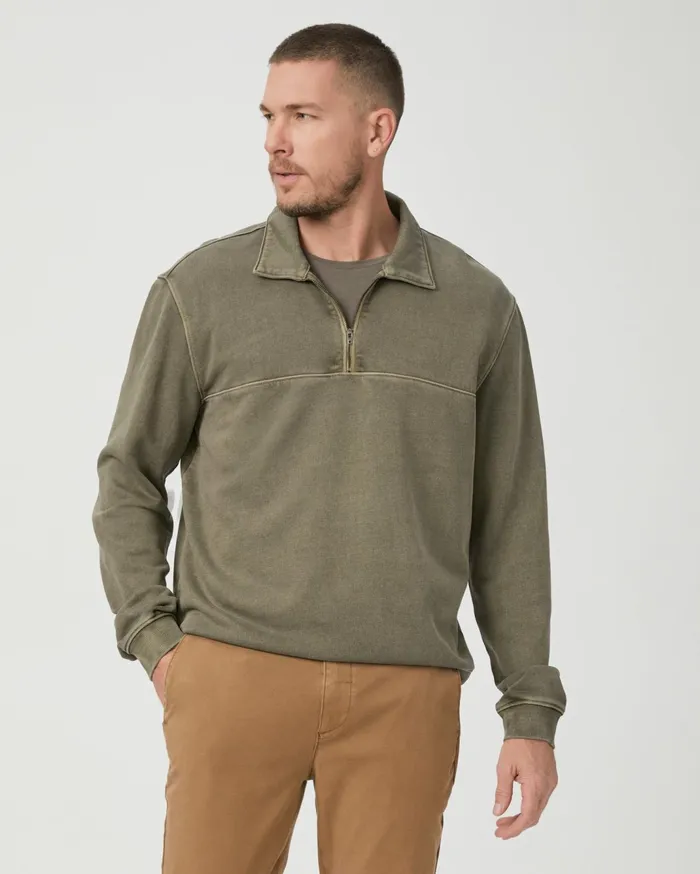 Men Sweaters and Sweatshirts PAIGE Davion Quarter Zip Pullover 8211 Vintage White Sage