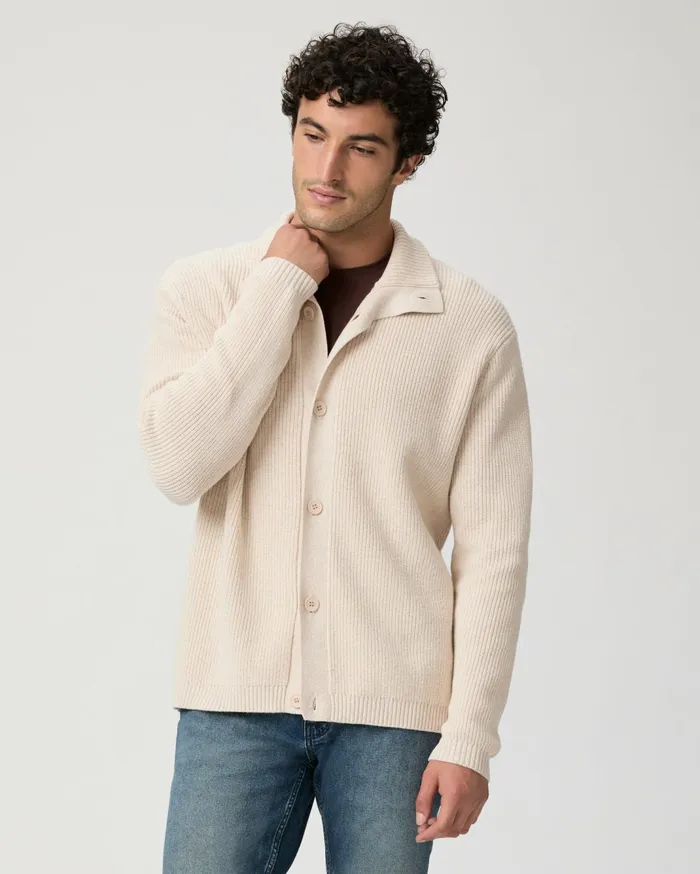 Men Sweaters and Sweatshirts PAIGE Icon Capsule Groveland Cardigan 8211 Pale Khaki Multi