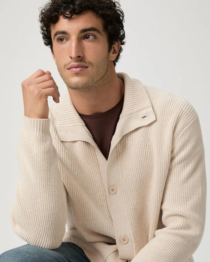 Men Sweaters and Sweatshirts PAIGE Icon Capsule Groveland Cardigan 8211 Pale Khaki Multi