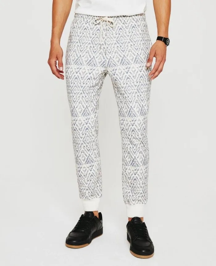 Men Sweatpants AG Jeans Kenji Sweatpant Diamond Chevron Blue Multi Men Sweatpants AG Jeans Kenji Sweatpant Diamond Chevron Blue Multi