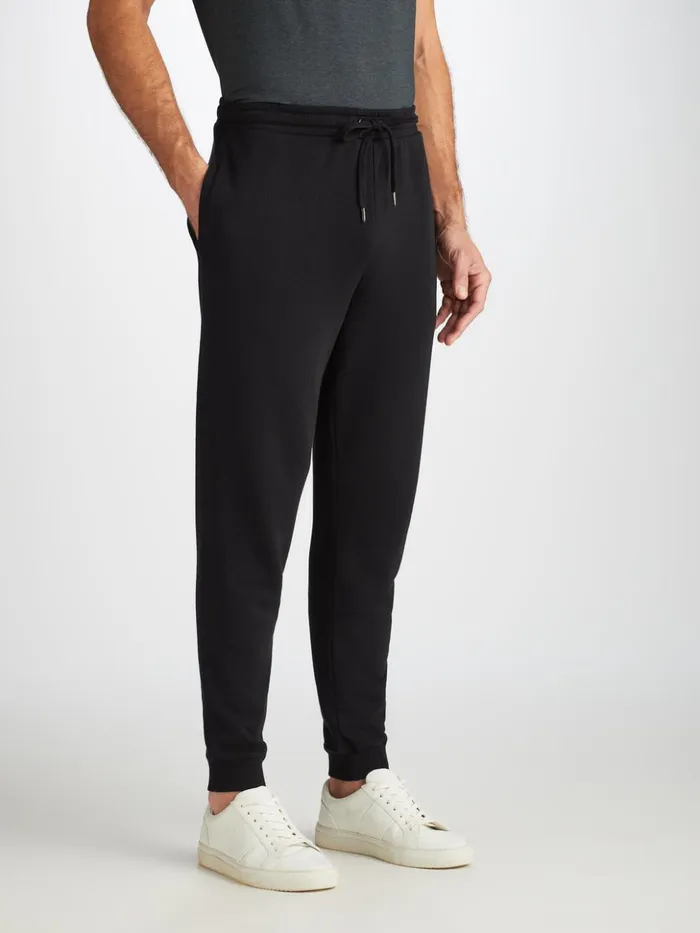 Men Sweatpants Quinn Cotton Modal Black Derek Rose Casual Pants