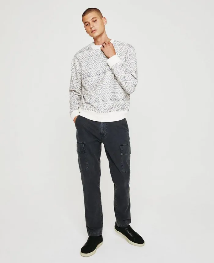Men Sweatshirts AG Jeans Arc Crew Diamond Chevron Blue Multi Men Sweatshirts AG Jeans Arc Crew Diamond Chevron Blue Multi