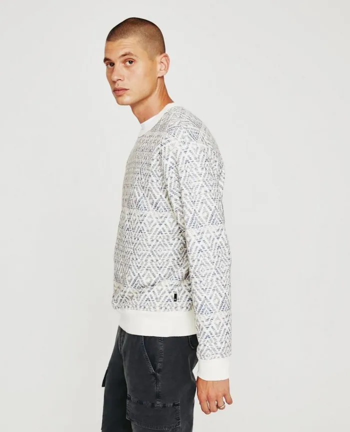Men Sweatshirts AG Jeans Arc Crew Diamond Chevron Blue Multi Men Sweatshirts AG Jeans Arc Crew Diamond Chevron Blue Multi