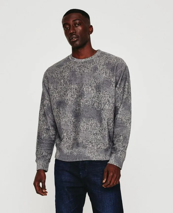 Men Sweatshirts AG Jeans Arc Crew Ikat Heather Grey Multi