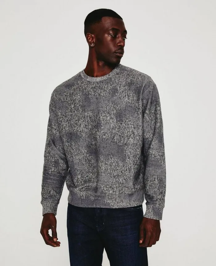 Men Sweatshirts AG Jeans Arc Crew Ikat Heather Grey Multi Men Sweatshirts AG Jeans Arc Crew Ikat Heather Grey Multi