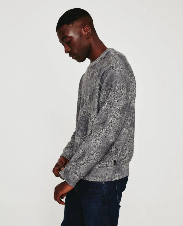 Men Sweatshirts AG Jeans Arc Crew Ikat Heather Grey Multi Men Sweatshirts AG Jeans Arc Crew Ikat Heather Grey Multi