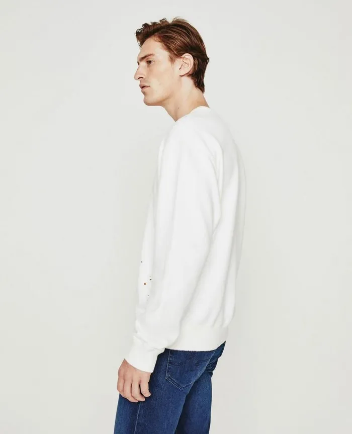 Men Sweatshirts AG Jeans Arc Crew Stone Dot White Multi Men Sweatshirts AG Jeans Arc Crew Stone Dot White Multi