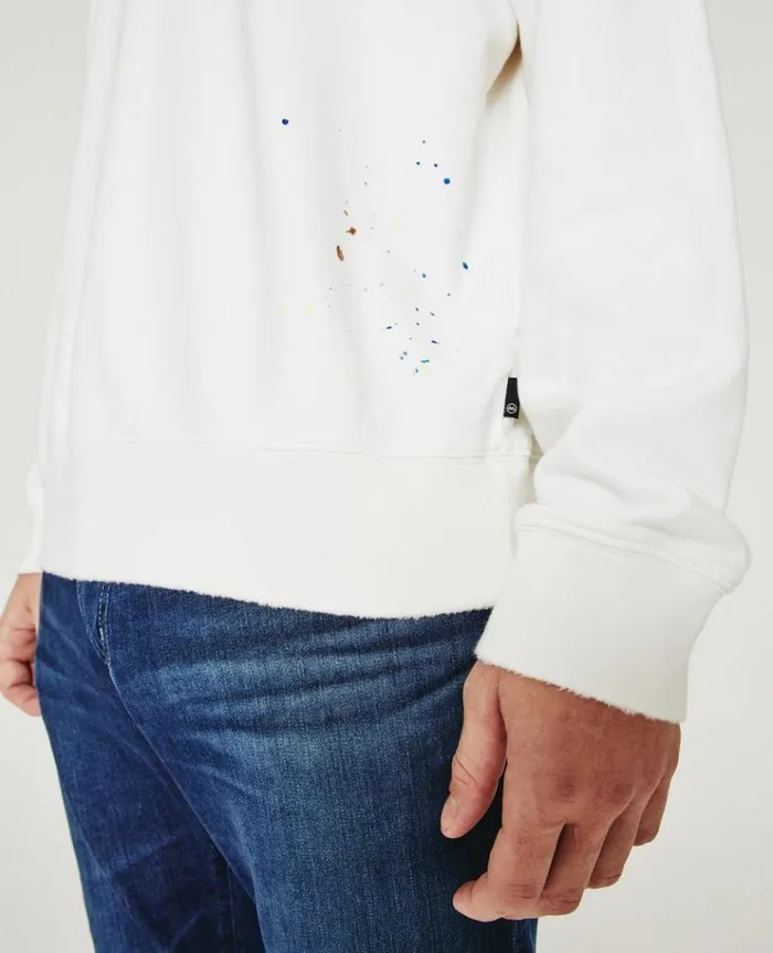 Men Sweatshirts AG Jeans Arc Crew Stone Dot White Multi Men Sweatshirts AG Jeans Arc Crew Stone Dot White Multi