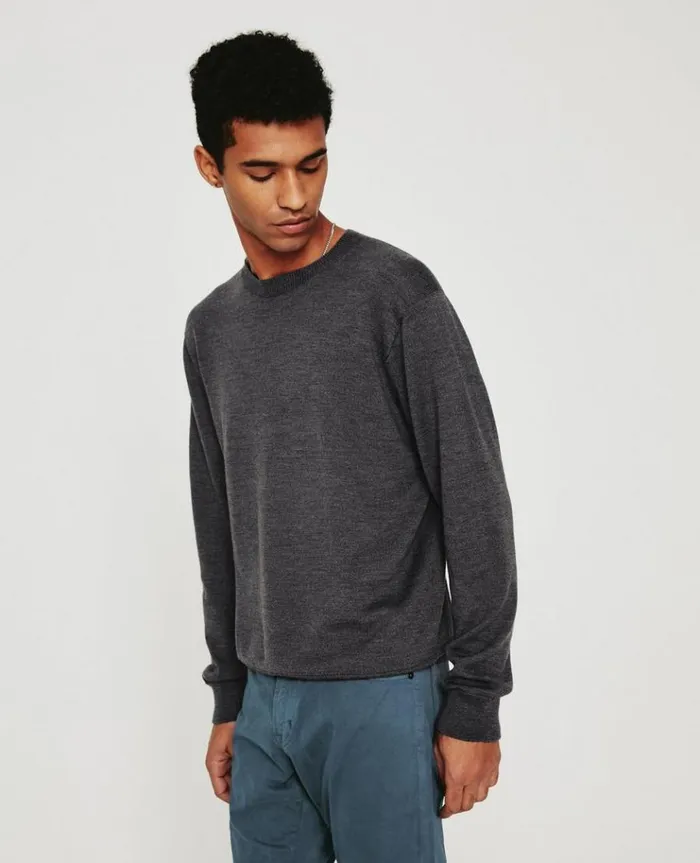 Men Sweatshirts AG Jeans Beck Crew Heather Charcoal Men Sweatshirts AG Jeans Beck Crew Heather Charcoal