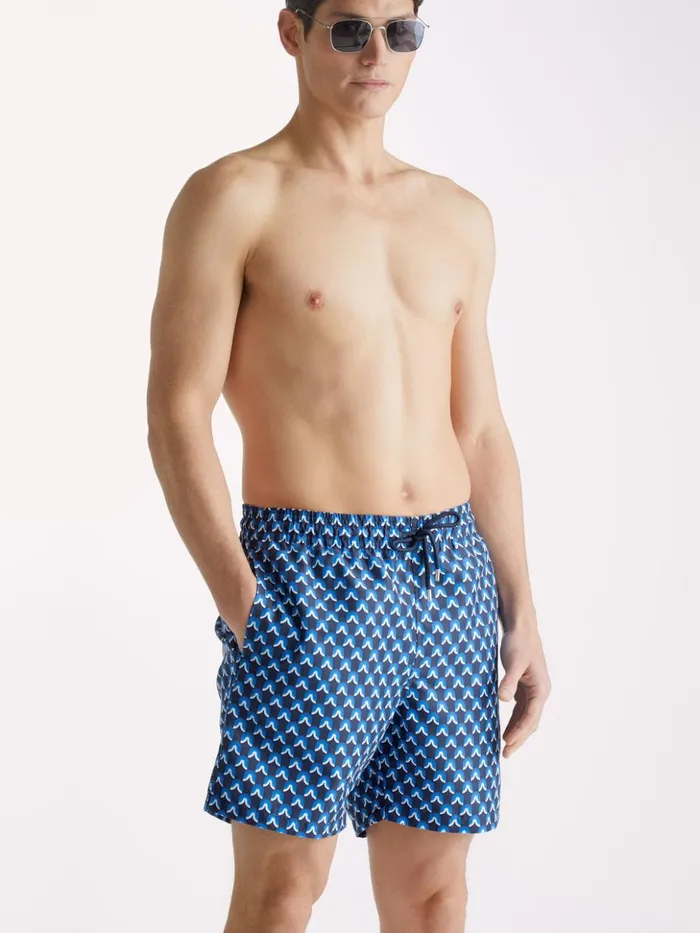 Men Swim Shorts Maui 58 Navy Derek Rose Classic Fit Swim Shorts