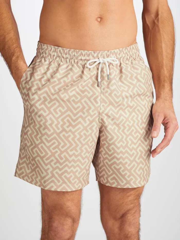 Men Swim Shorts Tropez 16 Sand Derek Rose Classic Fit Swim Shorts