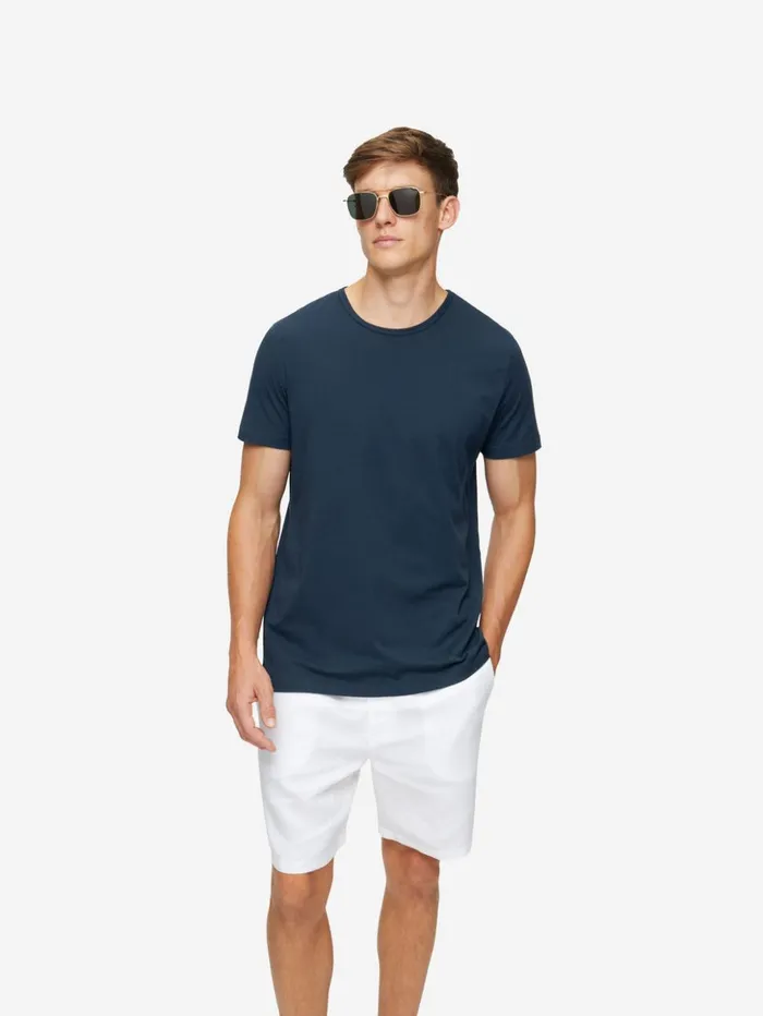 Men TShirt Riley Pima Cotton Navy Derek Rose Short Sleeve TShirts