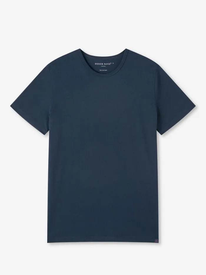 Men TShirt Riley Pima Cotton Navy Derek Rose Short Sleeve TShirts