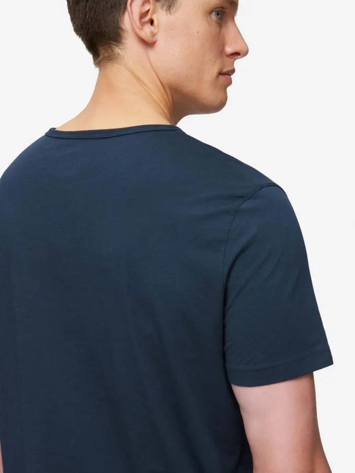 Men TShirt Riley Pima Cotton Navy Derek Rose Short Sleeve TShirts