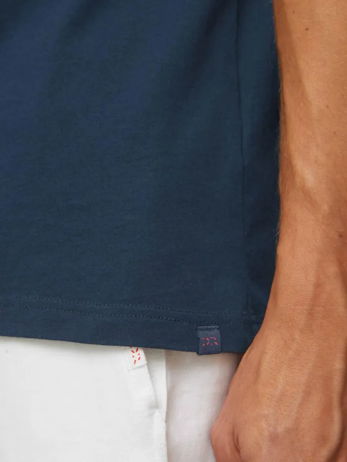 Men TShirt Riley Pima Cotton Navy Derek Rose Short Sleeve TShirts