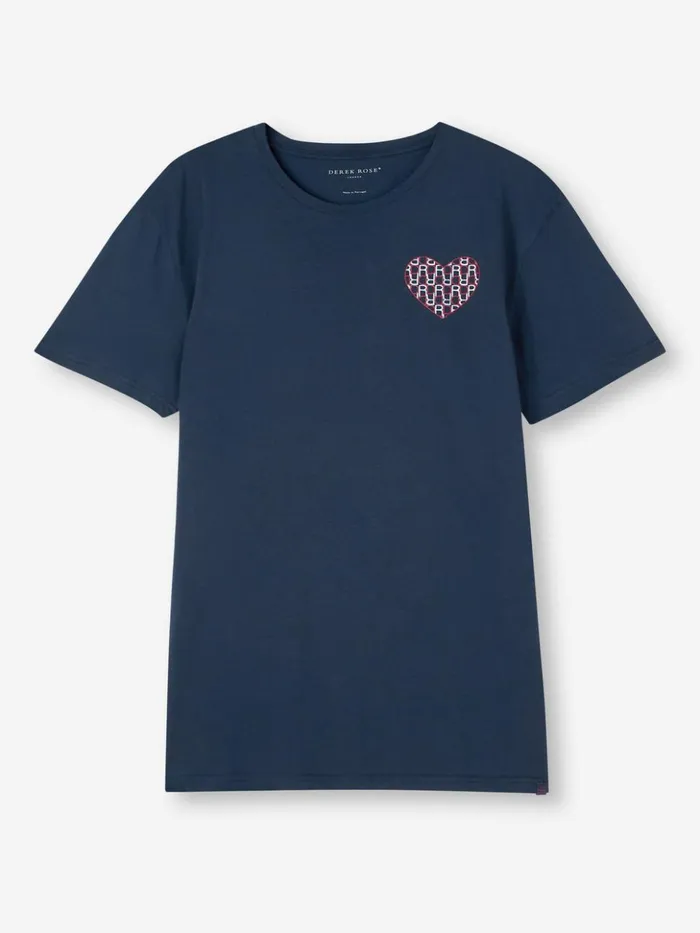Men TShirt Ripley 15 Pima Cotton Navy Derek Rose Short Sleeve TShirts
