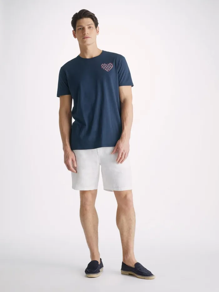 Men TShirt Ripley 15 Pima Cotton Navy Derek Rose Short Sleeve TShirts