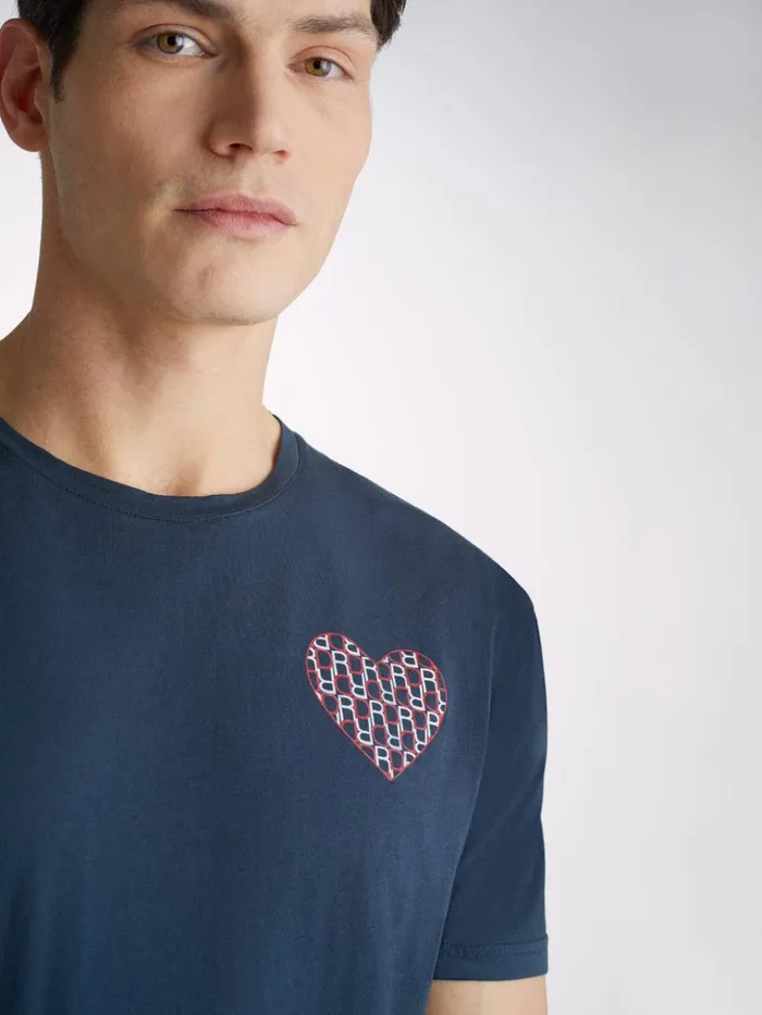 Men TShirt Ripley 15 Pima Cotton Navy Derek Rose Short Sleeve TShirts