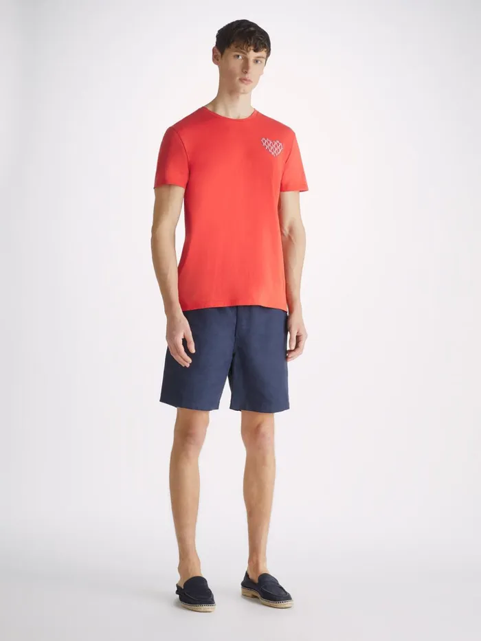 Men TShirt Ripley 15 Pima Cotton Red Derek Rose Short Sleeve TShirts