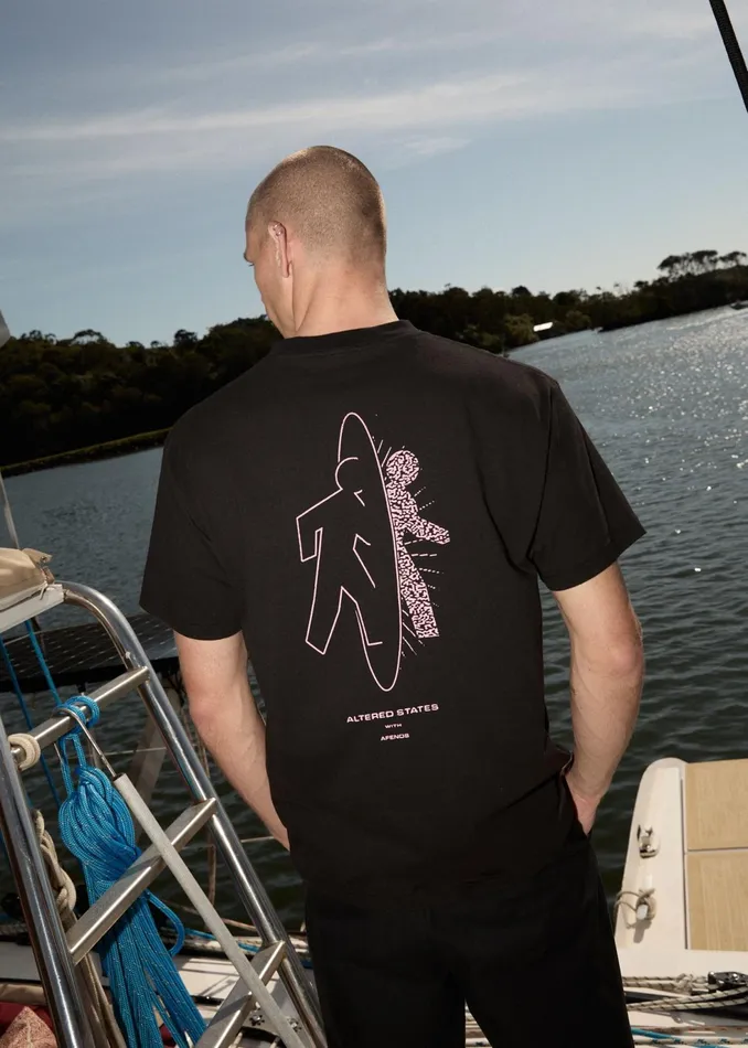 Men TShirts Afends AFENDS Mens Altered 8211 Heavy Weight Boxy Fit Tee 8211 Black