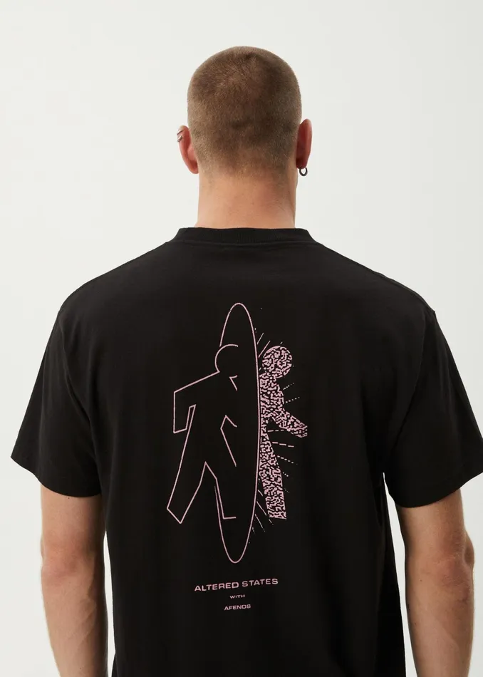 Men TShirts Afends AFENDS Mens Altered 8211 Heavy Weight Boxy Fit Tee 8211 Black