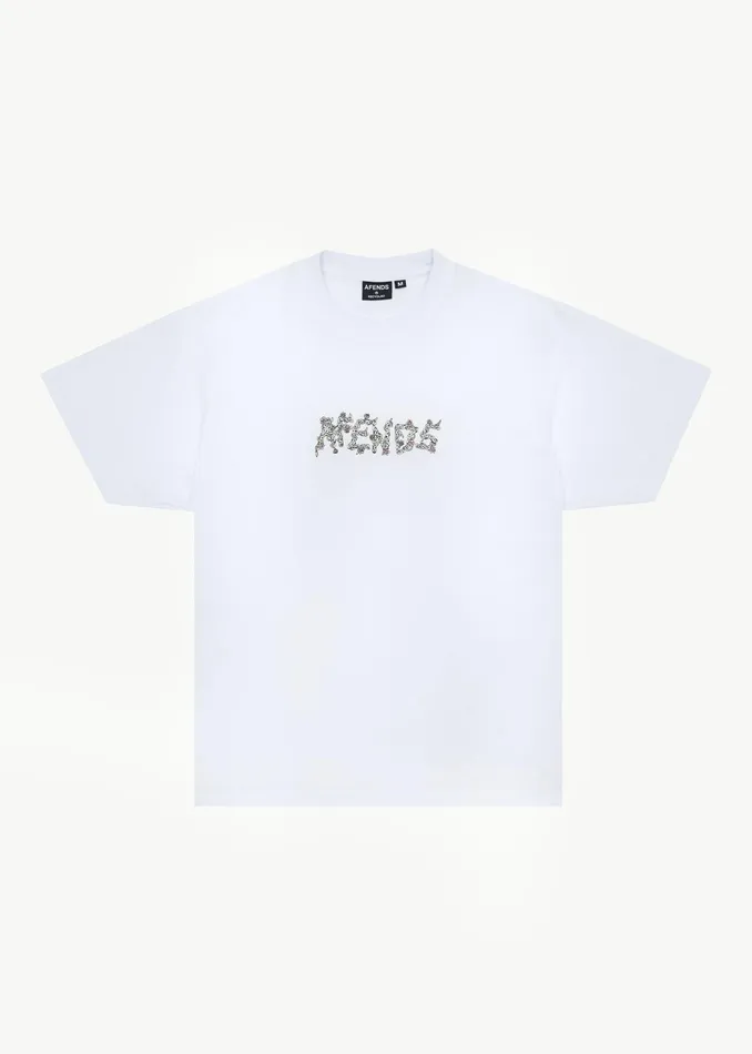 Men TShirts Afends AFENDS Mens Daisy Chain 8211 Boxy Fit Tee 8211 White