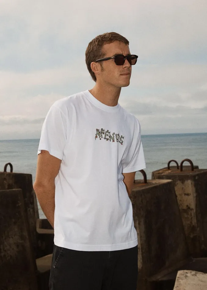 Men TShirts Afends AFENDS Mens Daisy Chain 8211 Boxy Fit Tee 8211 White