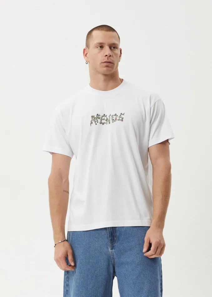 Men TShirts Afends AFENDS Mens Daisy Chain 8211 Boxy Fit Tee 8211 White
