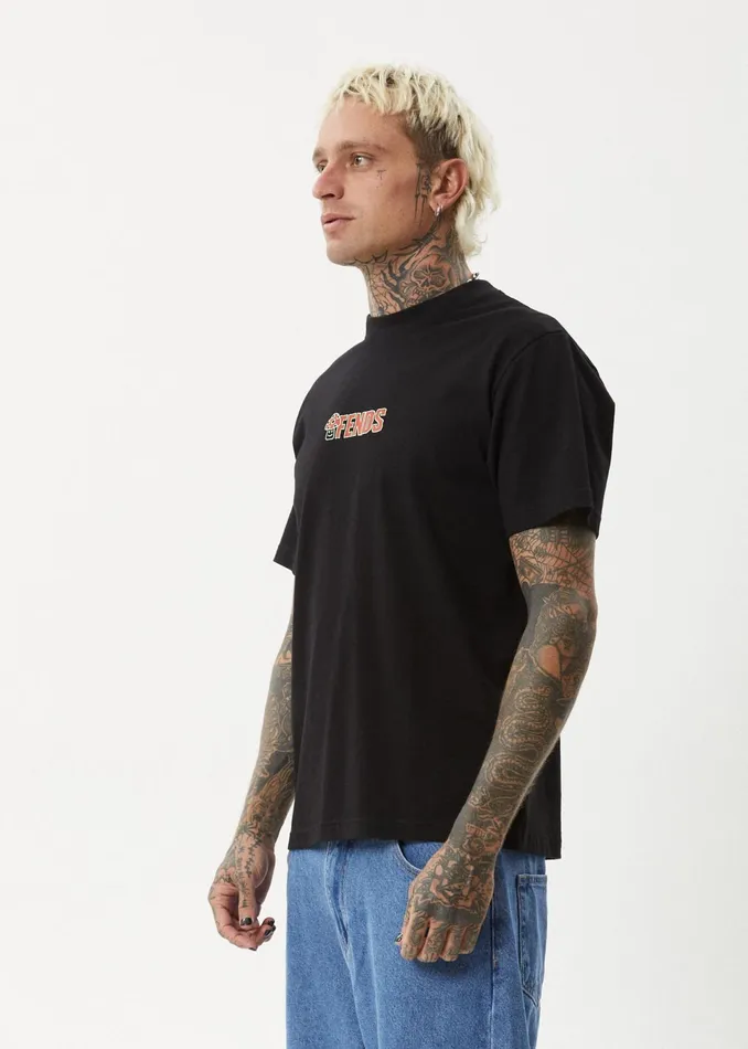 Men TShirts Afends AFENDS Mens Dosed 8211 Retro Fit Tee 8211 Black