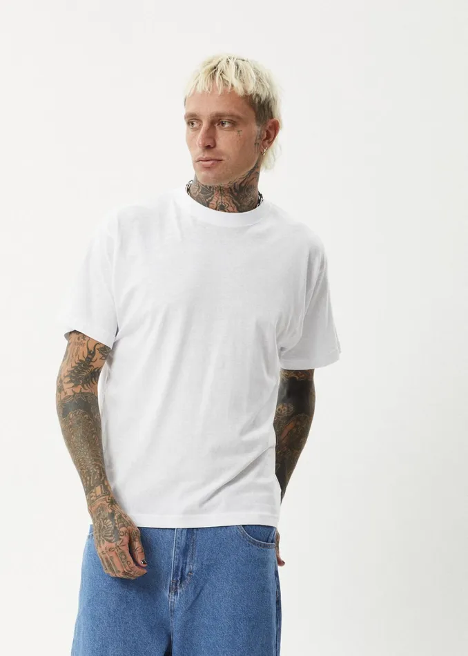 Men TShirts Afends AFENDS Mens Foundation 8211 Boxy Fit Tee 8211 White