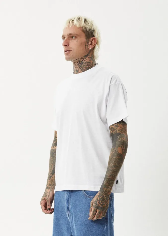 Men TShirts Afends AFENDS Mens Foundation 8211 Boxy Fit Tee 8211 White