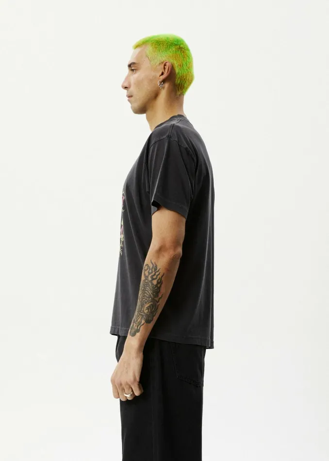 Men TShirts Afends AFENDS Mens Microdose 8211 Boxy Fit Tee 8211 Stone Black