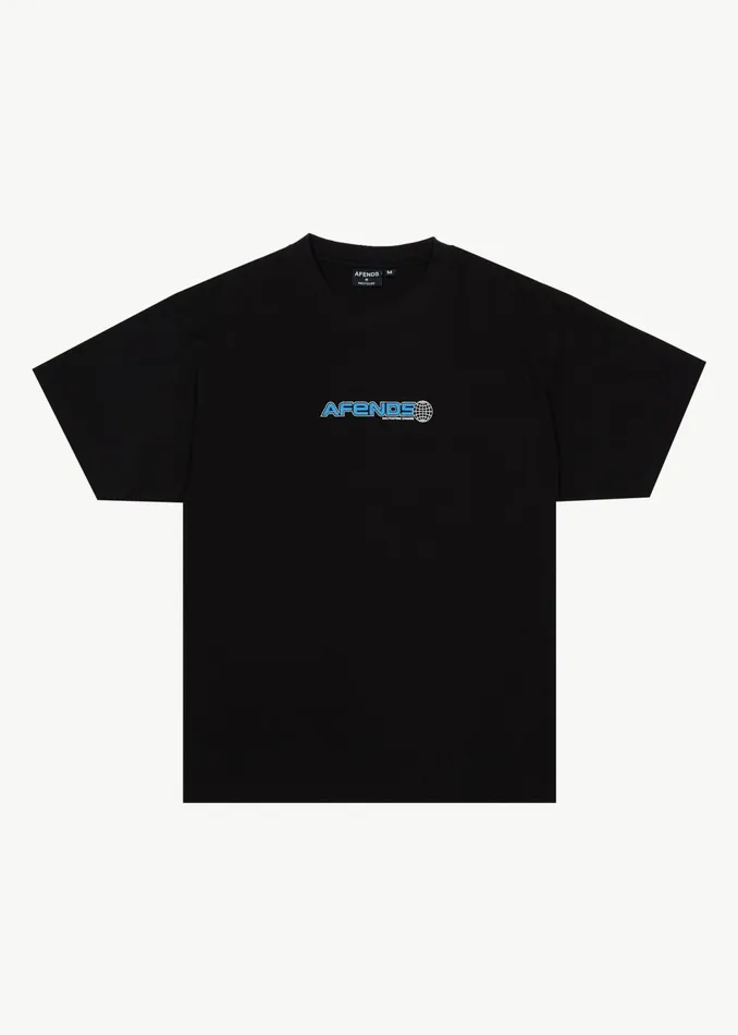 Men TShirts Afends AFENDS Mens Pilot 8211 Boxy TShirt 8211 Black