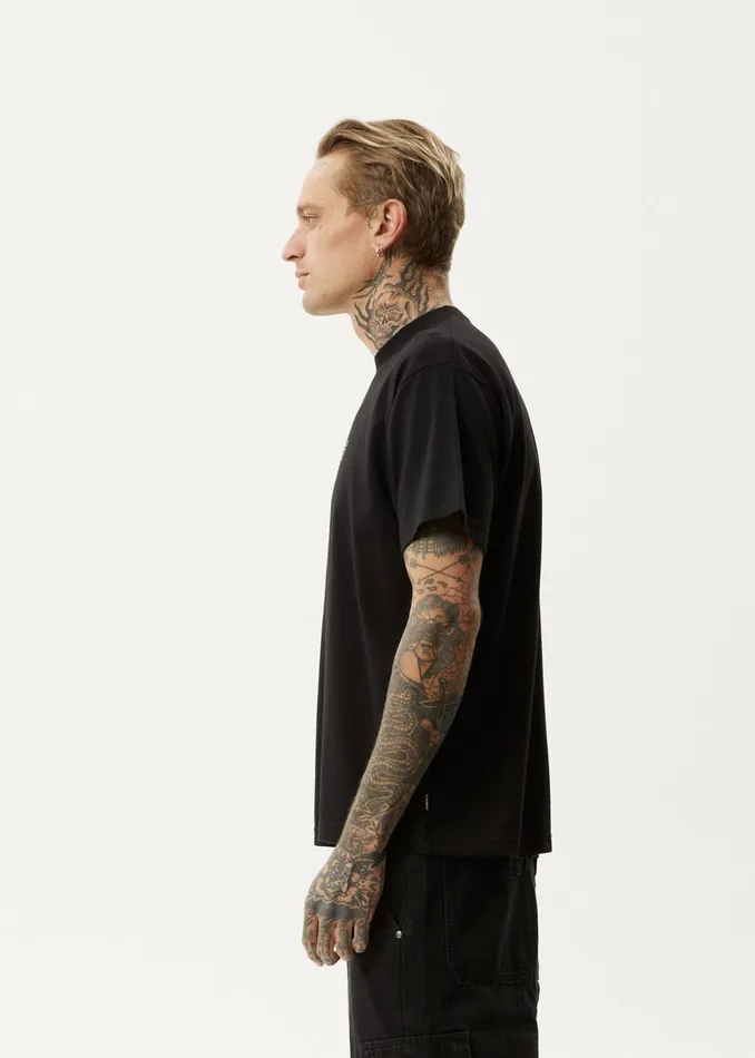 Men TShirts Afends AFENDS Mens Pilot 8211 Boxy TShirt 8211 Black