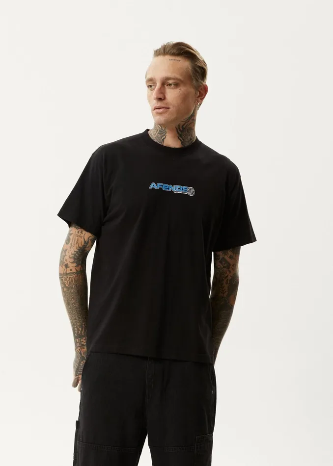 Men TShirts Afends AFENDS Mens Pilot 8211 Boxy TShirt 8211 Black